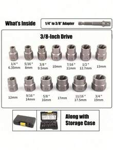 14pcs Industrial Grade Anti-Seize Nut Removal Tool Set, Anti-Seize Socket, Loose Nut, BBA Anti-Theft Screw, Broken Nut, Irregular Nut Removal Tool, High-Temperature Forged Material, Durable And Long-Lasting - A - View 3