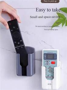 1/2pcs Plastic Wall-Mounted Remote Control Holder - Multi-Functional Plastic Storage Box, Suitable For TV/Air Conditioner Remotes And Office Supplies, Space-Saving Design, Smooth Surface, Easy Installation - Multicolor - View 9