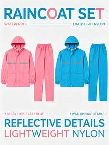 1 Set Women's Raincoat Jacket Unisex Split Raincoat & Rain Pants, Heavy Rain Protection, For Cycling, Electric Scooter, Outdoor Work, Spring, Polyester - Multicolor - View 5