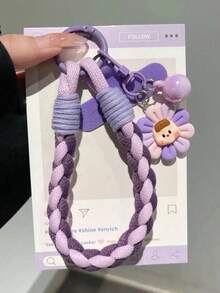 Sunflower Pendant Phone Lanyard, Couple's 2-Piece Set Short Wrist Strap, 2-In-1 Ring Hand Strap, Dual-Use Adjustable Braided Rope, Suitable For Outdoor Travel, Hiking, Unisex Smartphone Wristband Accessory, Short Rope Keychain, Smartphone Accessory Protective Case Lanyard - Multicolor - View 20