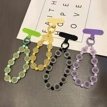 1pc Matte Beaded Phone Chain Charm, Unique Premium Frosted Texture Bracelet, Niche Wrist Chain, Summer Fresh Candy Color Hanging Chain, Travel Anti-Loss Charm, Camera/ Pendant, Bag/Case Strap With Clip - Multicolor - View 1