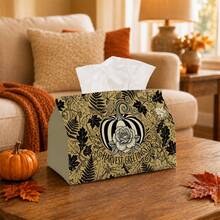 1pc Tissue Box, Cute Autumn Pumpkin Plaid Character Art Design, Suitable For Living Room, Car And Desktop Storage, Perfect For Living Room Kitchen, Ideal Autumn Home Decor - Multicolor - View 7
