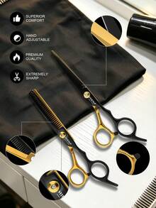 HIENA Professional Hair Cutting Scissors Set, Precise Trimming, Soft Thinning, Hairstyle Shaping And Contour Modification, Designed To Create Salon-Grade Experience, Suitable For Home Use And Professional Hairstylists - Black Gold - View 6