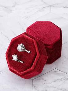 1pc Velvet Ring Box, Hexagonal 3-Slot Ring Box, Suitable For Wedding Ceremony, Can Hold Multiple Rings, White Engagement Wedding Commemorative Box, Wedding Ring Storage Box, Engagement Ring Organizer Box - Multicolor - View 44