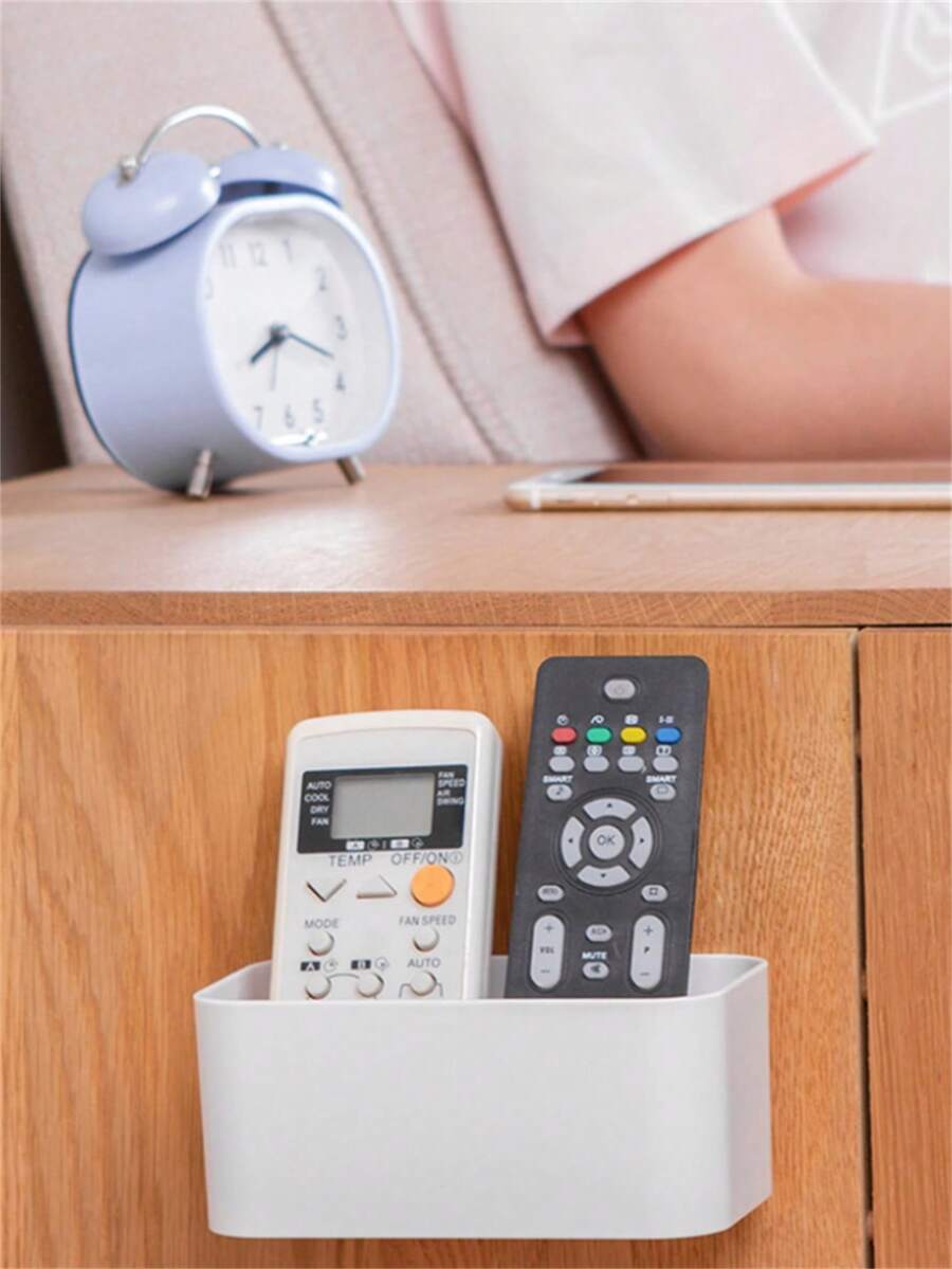 1pc Wall-Mounted No-Drill Storage Box, Autumn Home Decor, Room Decoration - White - View 1
