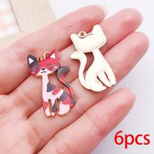 6/10pcs Printed Enamel Tall Cat Charms Colorful Kitten Alloy Pendants Jewelry Making Findings For DIY Bracelet Necklace Earring Craft Supplies - Cat - View 13