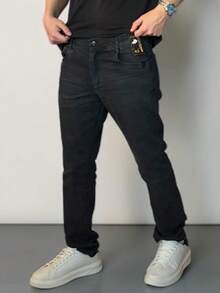 Men's Slim Fit Stretch Denim Jeans - 黑灰色 - 查看 1