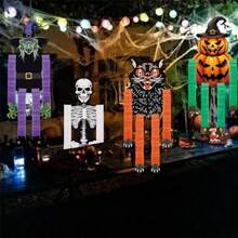 Halloween Decorative Ornaments Set - Witch, Skull And Ghost Festive Hanging Decorations For Halloween Party Spooky Ambience, Perfect For Doors, Windows, Walls And Indoor/Outdoor Holiday Decor - Mixcolor - View 2