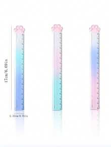 1pc Cute Cat Paw Transparent Ruler, Drawing & Measuring Ruler, Student & Office Supplies, Can Be Used As Bookmark (Random Color), First Day Of School - Multicolor - View 5