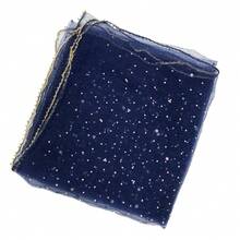 1件 2026春季新款女式素色刺繡印花水鑽圍巾，時尚極簡風，休閒百搭頭巾，適合日常穿搭，四季皆宜，閃亮白色、黑色、藍色等，適用於夏季海灘與度假場合、日常穿搭、出遊、度假、海灘、婚禮及舞蹈場景 - 藏青色 - 查看 6