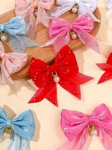 10/6/2pcs Fine Glitter Pearl Bow Hair Clips, Durable And Hair-Friendly, Sweet And Cute Hair Accessories - Suitable For Women And Girls, Daily, School, Party, Vacation - Multicolor - View 4