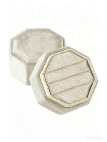 1pc Velvet Ring Box, Hexagonal 3-Slot Ring Box, Suitable For Wedding Ceremony, Can Hold Multiple Rings, White Engagement Wedding Commemorative Box, Wedding Ring Storage Box, Engagement Ring Organizer Box - Multicolor - View 63