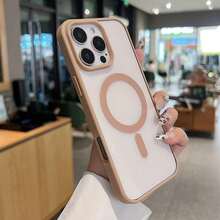 奢華糖果無線充電手機殼，適用於 iPhone 17 Pro Max 16 15 14 13 12 11 Mini 15 Plus 16 Pro 17 E，磁吸保護殼 - 沙漠色 - 查看 3