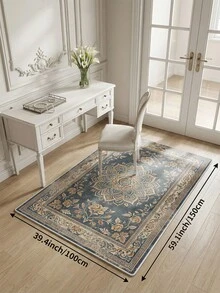 1pc Blue Bohemian Style Living Room Rug, Suitable For Kitchen, Dining Room, Bedroom Holiday Decor, Indoor/Outdoor, Office Anti-Slip Doormat, Bathroom Rug, Hallway, Study Gaming Area Rug - Navy Blue - View 15