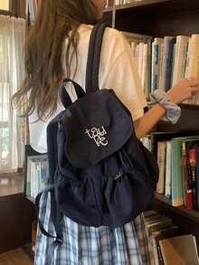Ransel Laptop Kanvas Nilon Kapasitas Besar Gaya Korea dengan Tali Serut, Ransel Komuter untuk Pelajar, Sekolah, Perjalanan, Musim Kembali ke Sekolah - MultiWarna - View 3