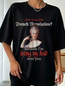 Are You The French Revolution Because Im Losing My Head Over You Valentine Tshirt - 黑色 - 查看 1