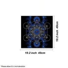 1pc 1pc Blue Glow Metatron Cube Sacred Geometry Tarot Cloth Black Background Floral Swirl Altar Mat Soft Fabric Tarot Spread Table Tapestry Witchy Spiritual Meditation Room Decor - Multicolor - View 8