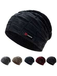 1pc Unisex Autumn/Winter Warm Thermal Lined Knitted Hat With Ear Flaps, Windproof And Versatile Beanie For Daily Outdoor Wear - Multicolor - View 1