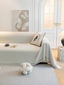 Sarung Sofa Minimalis Modern Warna Beige Satu Bagian, Desain Seksi, Cocok untuk Sofa 3 Dudukan dan Sofa untuk Banyak Orang; Kain Chenille yang Dapat Dicuci, Pelindung Sofa Anti Gores Hewan Peliharaan, Tersedia Berbagai Ukuran untuk Berbagai Pengaturan, Selimut Sofa Multifungsi, Dekorasi Lembut Ruang Tamu - Putih - View 10