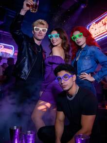 30/15/1pc Glow Party Glasses, Fluorescent Party Glasses, Colorful Neon Glowing Party Glasses, Color-Changing Glowing Glasses, Suitable For Bars, KTV, Parties And Photo Booths, Concerts - Plastic Material, No Power Required - No Feathers, Halloween - Multiple Styles - View 9
