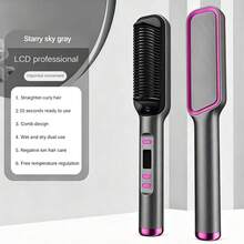 LUYAO Multifunctional Straightening Brush, Heat-Resistant Electric Comb, Anti-Scald Ceramic Straightening Brush, Fast Heating, Suitable For Home And Salon - Grey - View 3