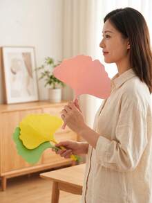 6pcs Ginkgo Leaf Handheld Fans, Portable Cooling Fan, Summer Hand-Held Fan, INS Style Minimalist Palm Leaf Fan, Student Outdoor Office Cooling 1/3/6pcs - Multicolor - View 6