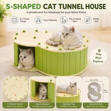 1pc Assembly Required Double Layer Felt Cat Bed, Suitable For Hiding And Playing, Round Cat Sweet Tunnel Bed, Foldable And Detachable Pet House, Suitable For Multi-Cat Households, All-Season Use - Multicolor - View 3