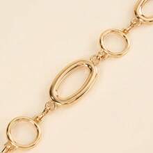 Cadena de cintura de metal estilo europeo y americano, cadena de cintura con gráfico creativo, cadena corporal con flores, cinturón decorativo para vestido - Dorado - Ver 7