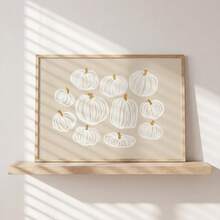 1pc Frameless Neutral Minimalist Halloween Fall Pumpkins Cluster Wall Art Print, Dorm Bedroom Party Gift - Pumpkin - View 3