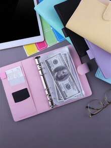 12Pcs Zipper Bags/1Set A6 PU Leather Cover+Cash Envelope Bags With Zipper, Budget Organizer Binder, Money Saving Loose-Leaf Notebook Travel Wallet - Multicolor - View 12