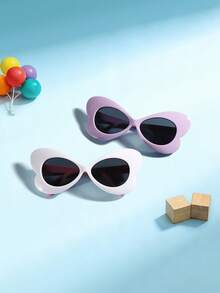 2 PCS Girls 5-9Y Butterfly Shaped Fashion Glasses Solid Color Lens Lightweight PC Frame Cute Sweet Style For Outdoor Activities With Glasses Box - Multicolor - View 14