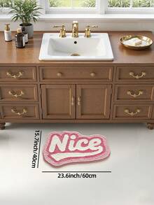 DAJIANG 1件浴室地墊地毯，植絨「Nice」字母設計，TPR防滑底背，適用於廚房、戶外、室內、走廊、臥室、客廳、床邊，可機洗易清潔，臥室浴室裝飾地毯 - 彩色 - 查看 13