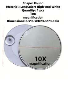 1pc 10x/20x/50x/60x Magnifying Makeup Mirror With Suction Base, Handheld Size, Suitable For Bathroom, Travel, Office Eye Makeup And Grooming - Black - View 20