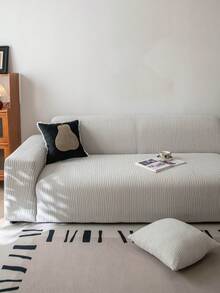 1pc Classic Elastic Fitted Sofa Cover, With T-Shaped Back Cushion Design, Machine Washable Polyester Fiber Dustproof Cover, With Antibacterial And Soft Properties, Suitable For Single Sofa, Double Sofa, 3-Seater Sofa And 4-Seater Sofa, Holiday Decoration - Light Grey - View 3