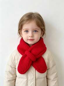 Baby Winter Solid Color Versatile Knitted Hooded Scarf - Fashionable Soft Wool Scarf, Suitable For Outdoor Use - Multicolor - View 7