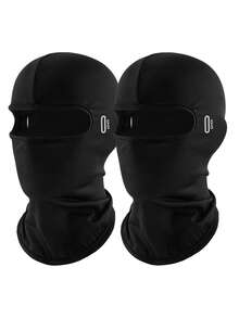 1pc/2pcs Unisex Solid Color Balaclava Headwear Set With Earphone Hole, Full Face Mask For Cycling, Suitable For Daily Wear And Outdoor Activities - Multicolor - View 2