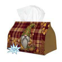 1pc Tissue Box, Cute Autumn Pumpkin Plaid Character Art Design, Suitable For Living Room, Car And Desktop Storage, Perfect For Living Room Kitchen, Ideal Autumn Home Decor - Multicolor - View 6