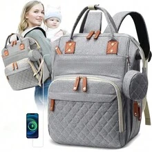 Mochila Bolsa Maternidade Original Impermeável Porta mamadeira Fralda Menina Menino Alta qualidade - Chumbo - Visão 1
