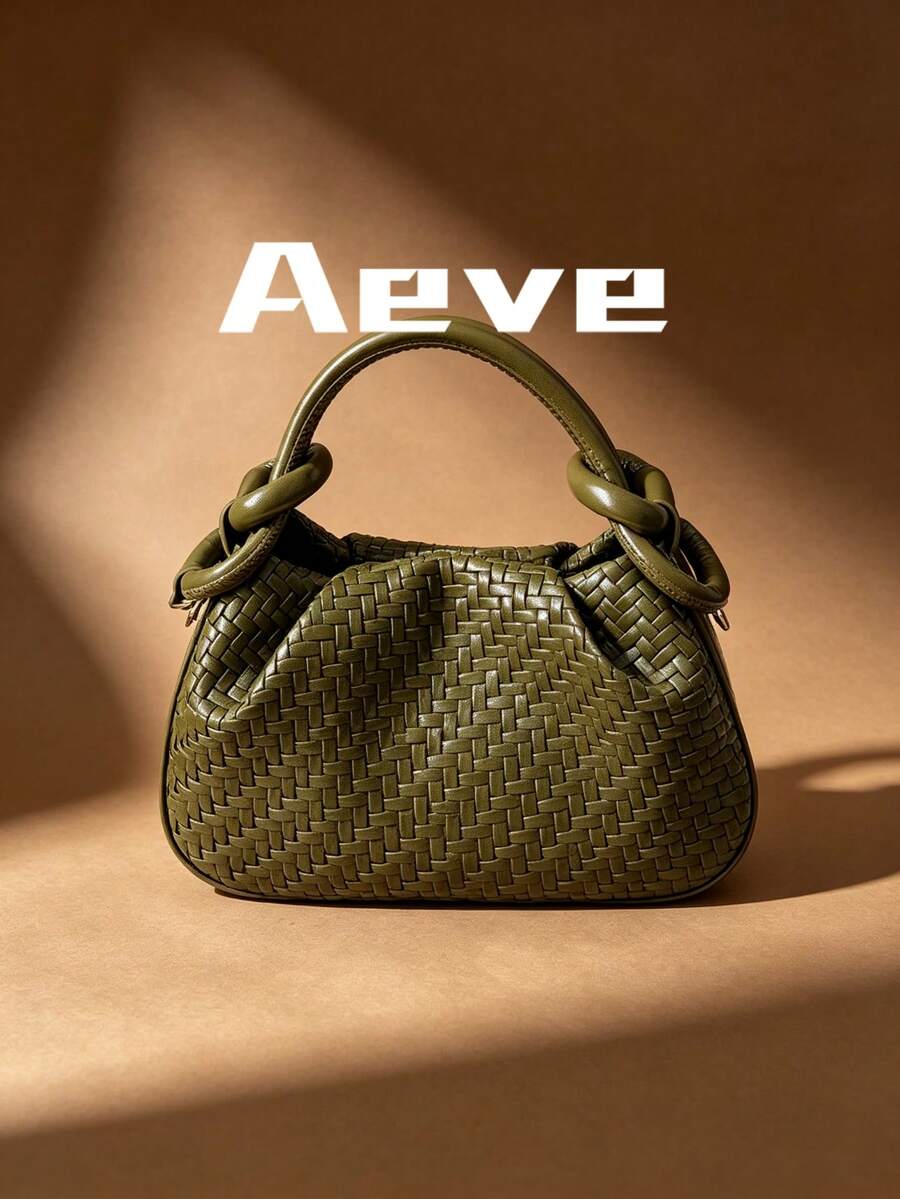 Women's Woven Texture Green Handbag, Exquisite Cute Crossbody Bag, Suitable For Shopping, Dating, Carrying Phone And Coin Purse, Casual Versatile Minimalist Style