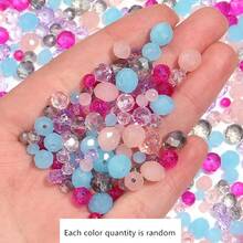 1 Pack Pink & Purple Glass Crystal Flat Beads, Random Color Shades (Random Quantity Per Color) - Pink Purple - View 3