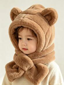 Kids Hat Scarf Set, Autumn/Winter Cute Thermal Lined Earflap Beanie, Warm Pullover Hat For Boys And Girls - Multicolor - View 3