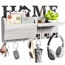 Estante de llaves montado en la pared con organizador de clasificación de correo, ganchos decorativos para llaves para entrada, pasillo, dormitorio, cocina, oficina, solución de almacenamiento para el hogar - Multicolor - Ver 10