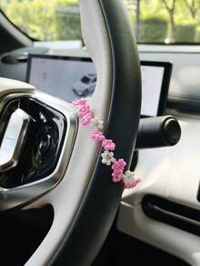 彩色種子珠汽車方向盤裝飾鏈，個性化汽車內飾裝飾鏈吊飾 - 小花 - 查看 6