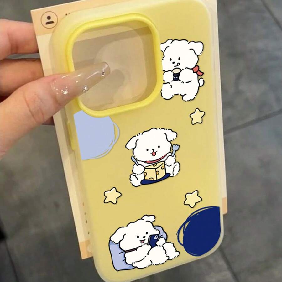 Fashion Phone Cases - Jelly Shell - Healing Little White Dog Green - View 1