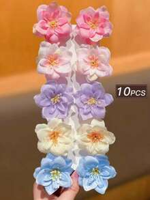 10pcs/Set Cute And Fashionable Bohemian Style Hawaiian Floral Hair Clips, Suitable For Beach Use, Beach Accessories, Women's Hair Accessories, Women's Gifts, Claw Clips, Hair Clips - Multicolor - View 3