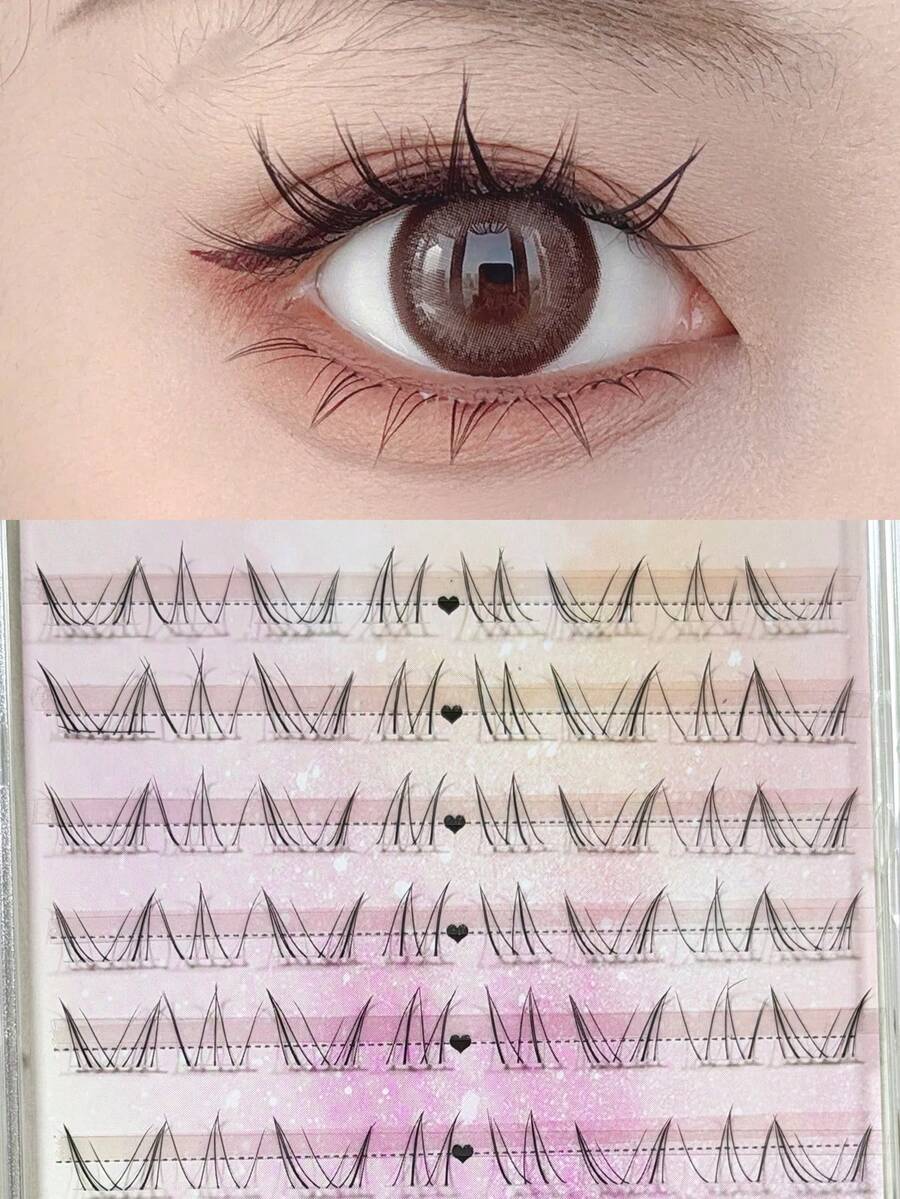 96片精緻自然逼真3D透明日常B捲下假睫毛,百搭新手友善素顏妝感 - B - 查看 1