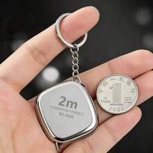 Llavero de cinta métrica mini, regla de acero inoxidable de 2m, nueva cinta métrica para cintura - plata - Ver 3