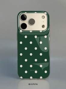 GIIPPA 1件白色底綠色鏤空波點圖案設計手機殼，適用於Phone 17 Pro Max，兼容Phone 16 Pro Max、15 Pro Max、14 Pro Max，韓式高端時尚趣味手機殼，兼容11/12/13/14/15/16 Pro Max Plus，優雅設計男女皆宜，適合送給女友的聖誕節、情人節、復活節、婚禮季與生日完美禮物 - 綠色 - 查看 1