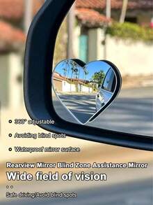 Rearview Mirror Blind Spot Mirror, Adjustable Angle, Heart, Fan, Round And Other Shapes, High Definition Glass Convex Lens Wide Angle 360° Adjustable Auxiliary Rearview Mirror, Suitable For All Car Models - Rearview Mirror Model - View 2