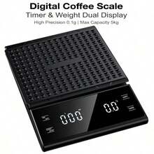 Coffee Scale Timer Scale Kitchen Scale 5kg/0.1g Electronic Scale Food Scale Digital Scale Kitchen Baking Cooking Measurement Tool Minimum Weighing 0.4g - Black - View 2